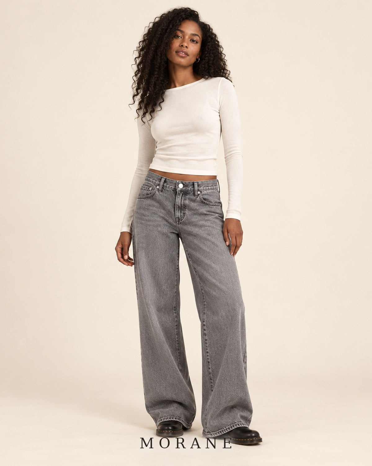 MORANE The Carter Low Rise Baggy Jeans in Grey