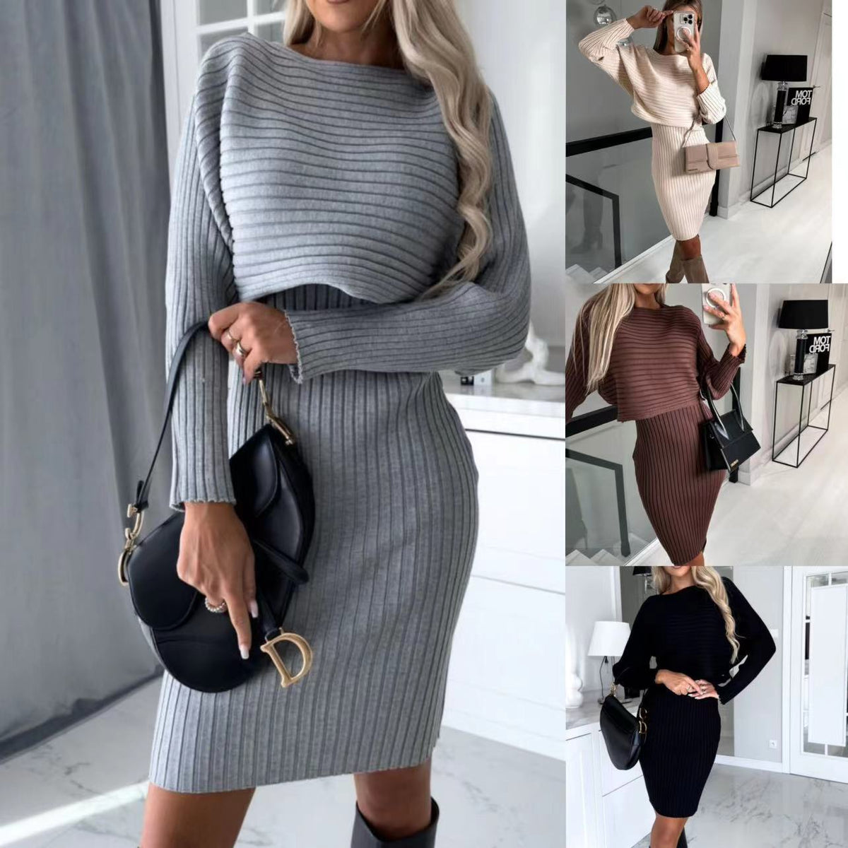 Knit Sweater and Midi Skirt Set