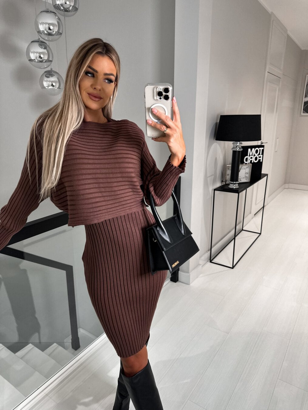 Knit Sweater and Midi Skirt Set