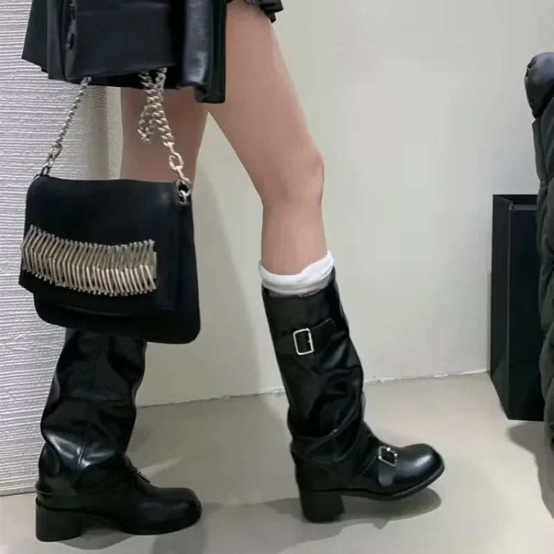 Buckled Slouch Biker Boot