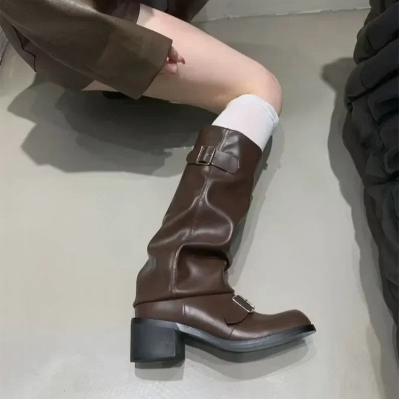 Buckled Slouch Biker Boot