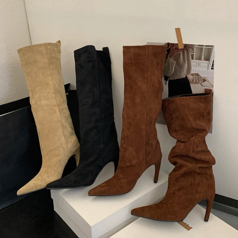 Pointed Toe Slouch Knee Boot