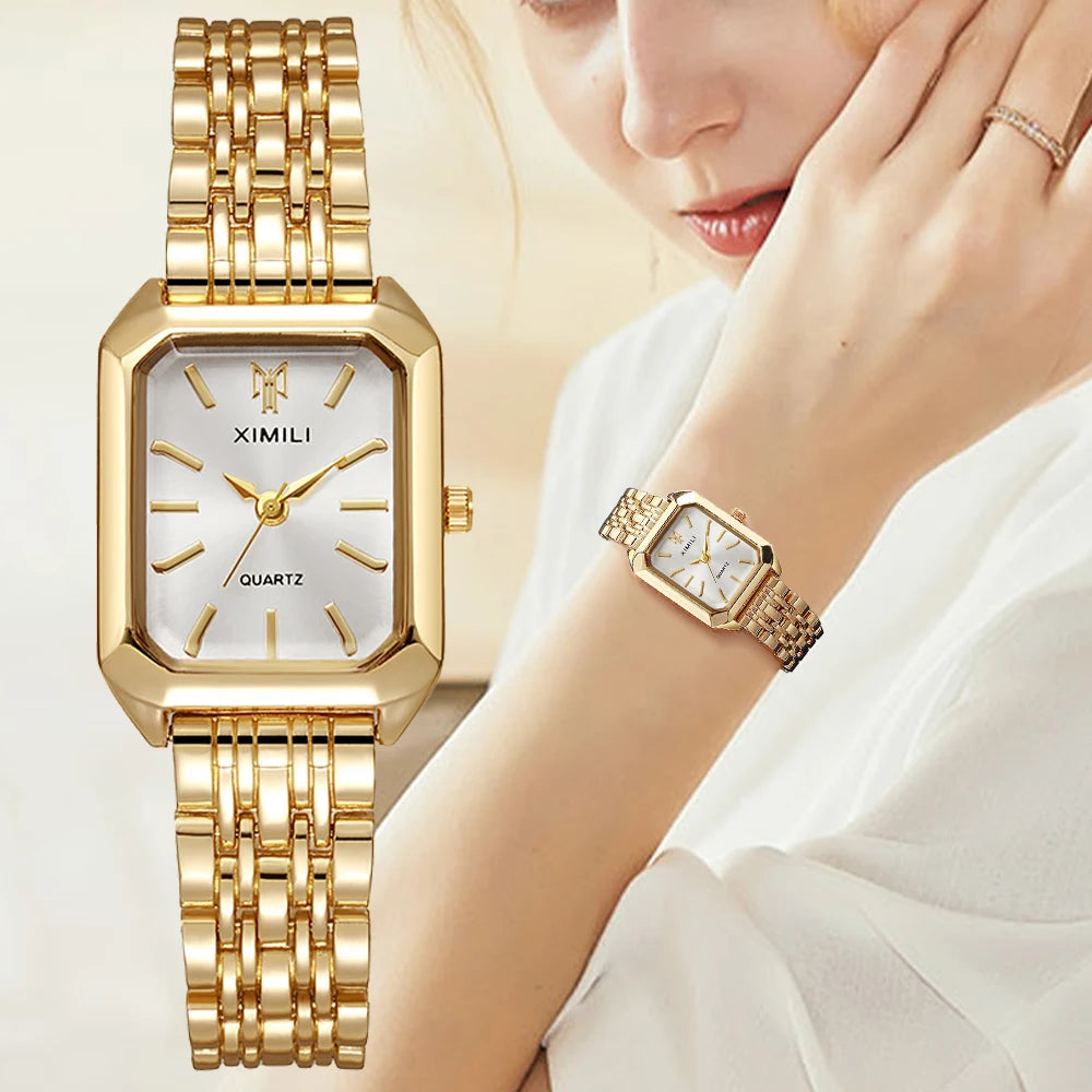 Rectangle link bracelet watch