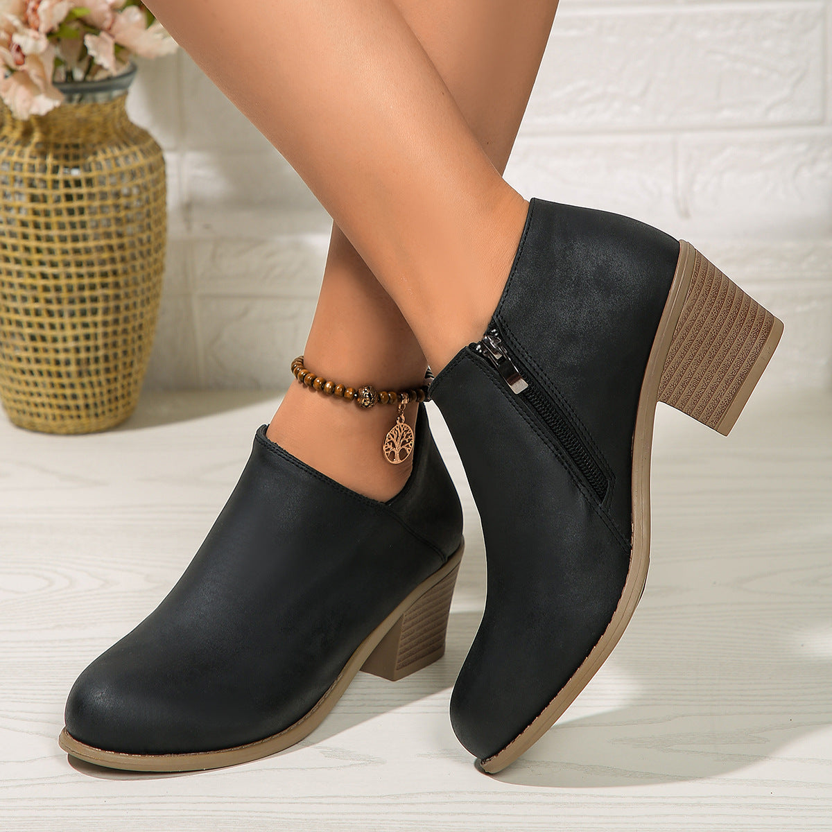 Block Heel Ankle Boot