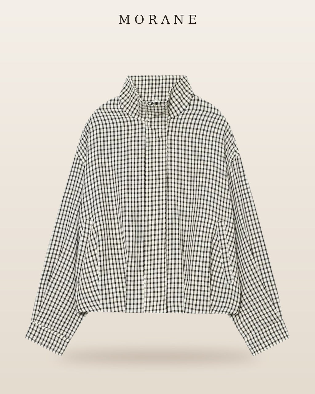 MORANE Gingham Cropped Bomber Jacket