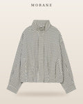 MORANE Gingham Cropped Bomber Jacket