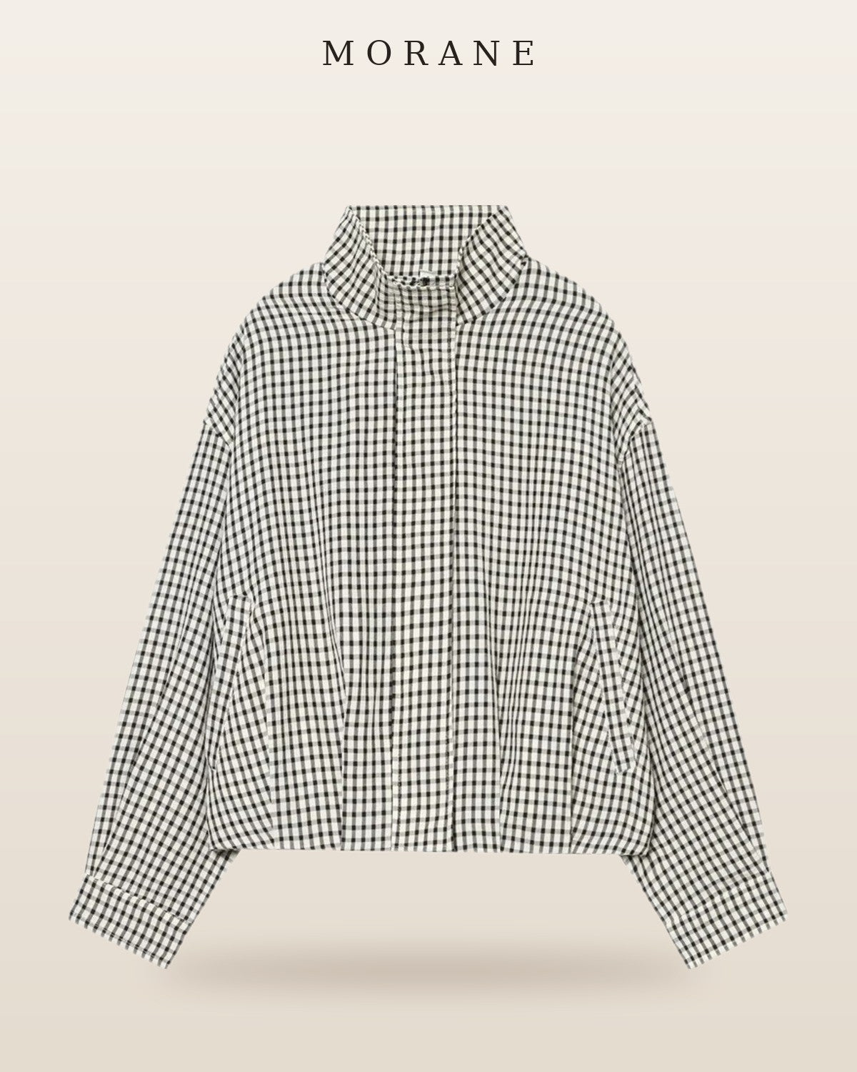 MORANE Gingham Cropped Bomber Jacket