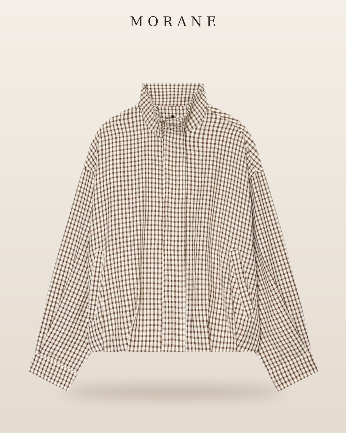 MORANE Gingham Cropped Bomber Jacket