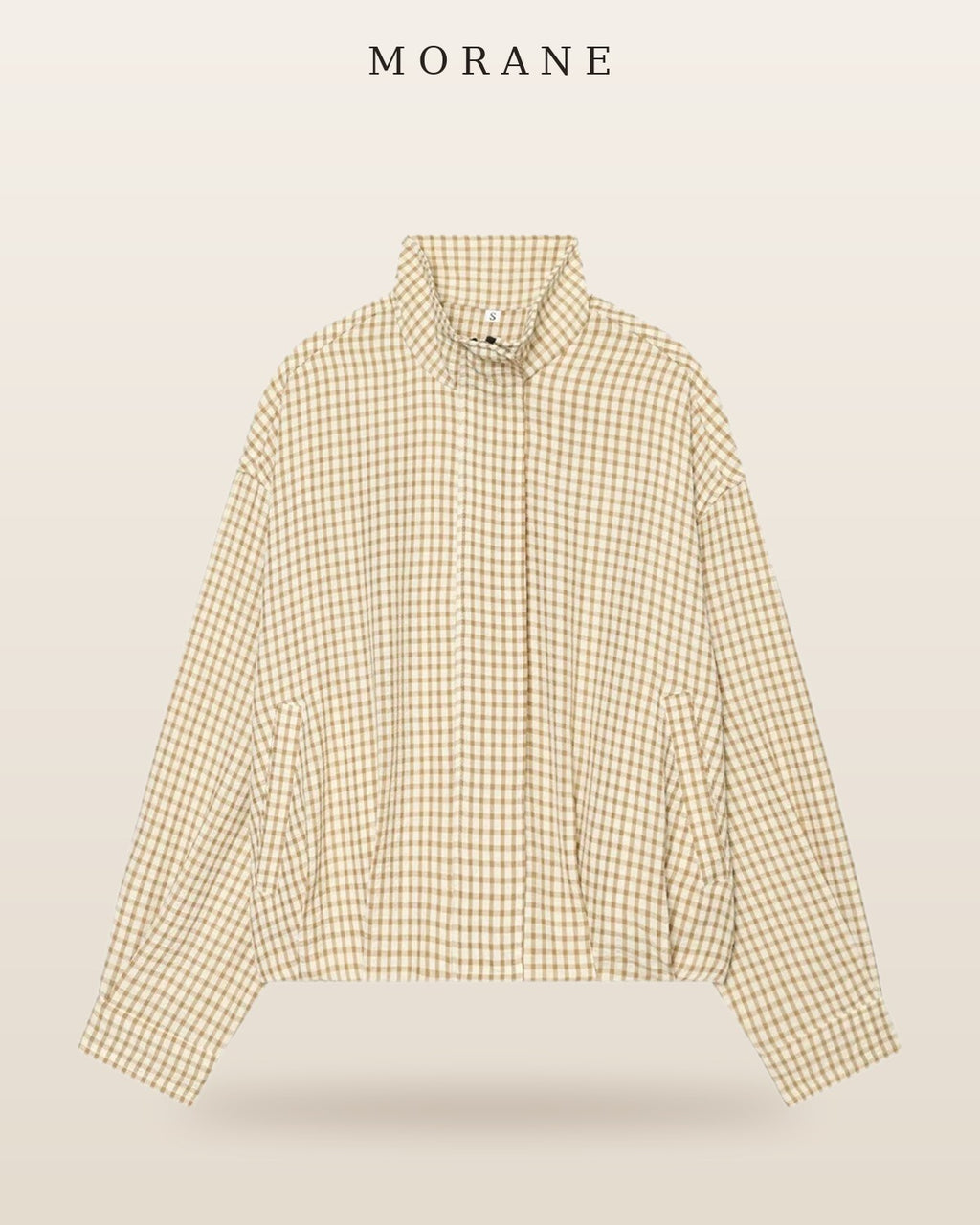 MORANE Gingham Cropped Bomber Jacket