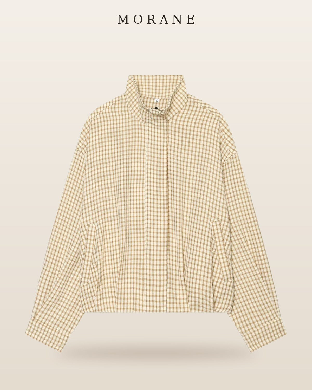 MORANE Gingham Cropped Bomber Jacket