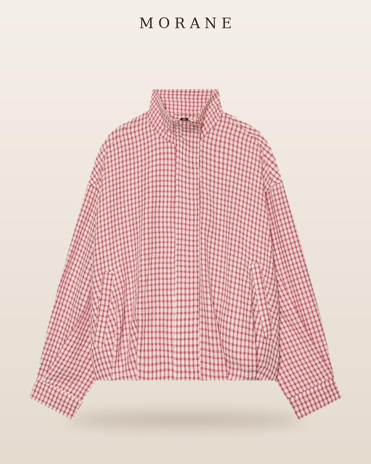 MORANE Gingham Cropped Bomber Jacket