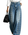 MORANE Side Button Barrel Leg Jeans