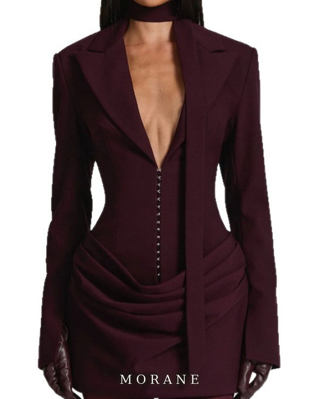 MORANE Draped Blazer Mini Dress