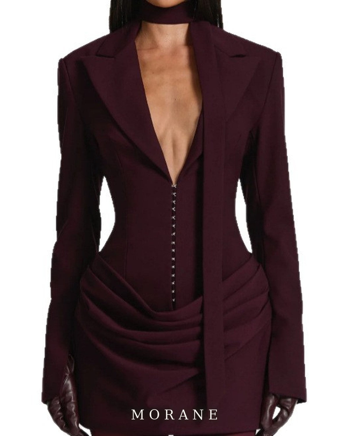 MORANE Draped Blazer Mini Dress