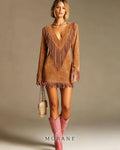 MORANE Fringe Faux Suede Mini Dress