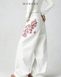 MORANE Cherry Blossom Embroidered Wide Leg Jeans