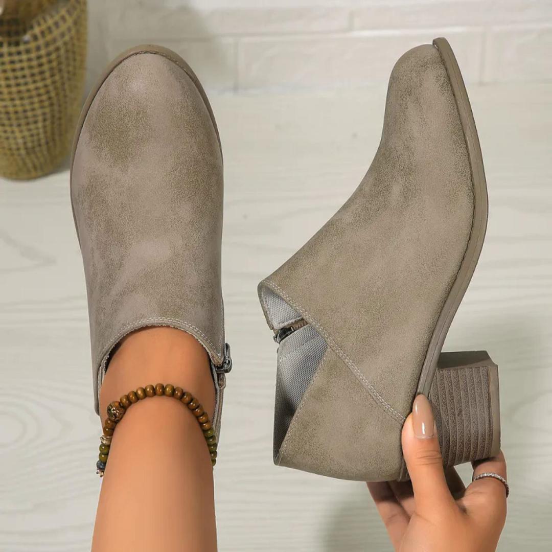 Block Heel Ankle Boot in black