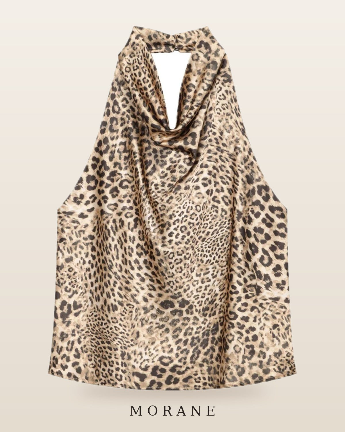 MORANE Satin Cowl Halter Top