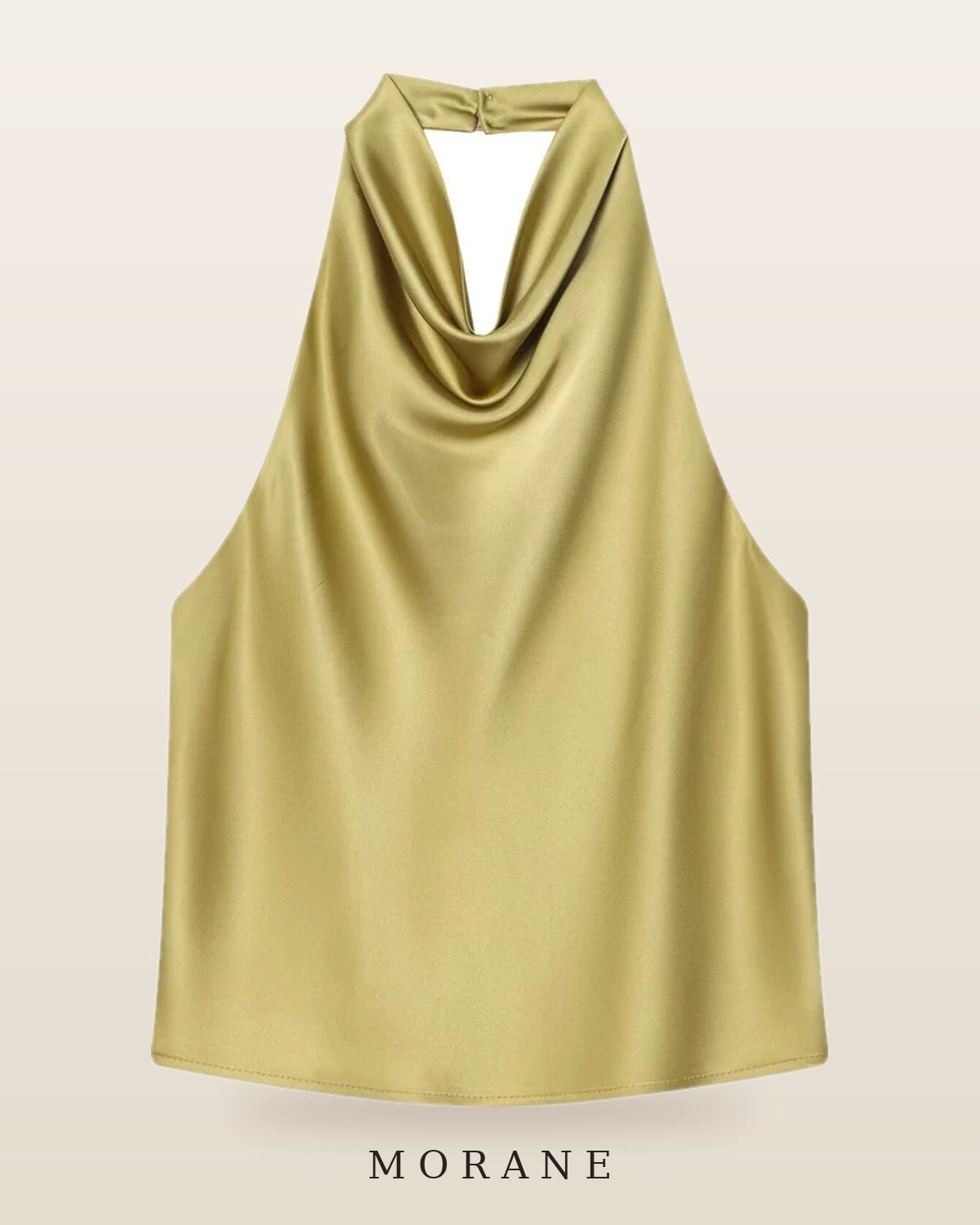MORANE Satin Cowl Halter Top