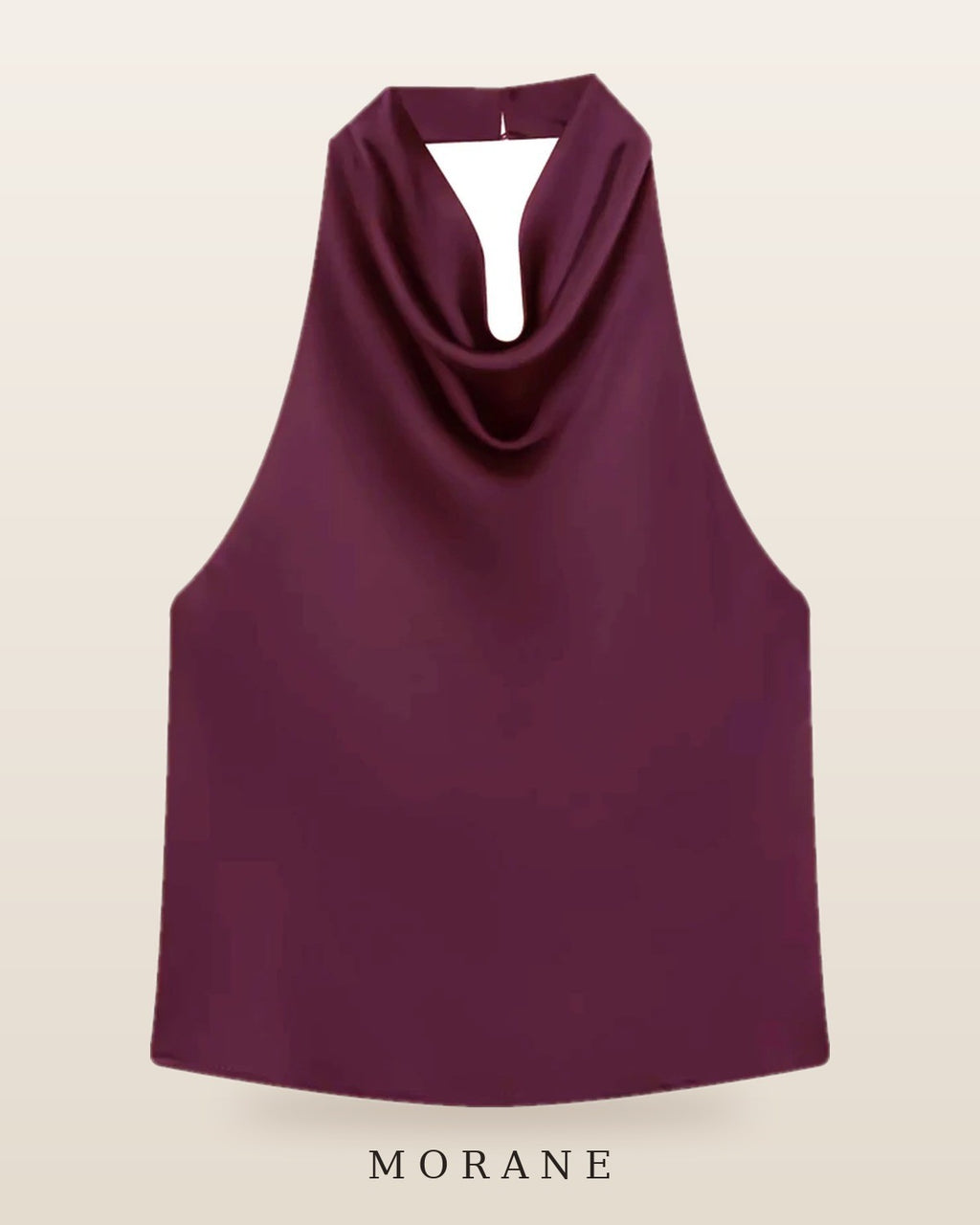 MORANE Satin Cowl Halter Top