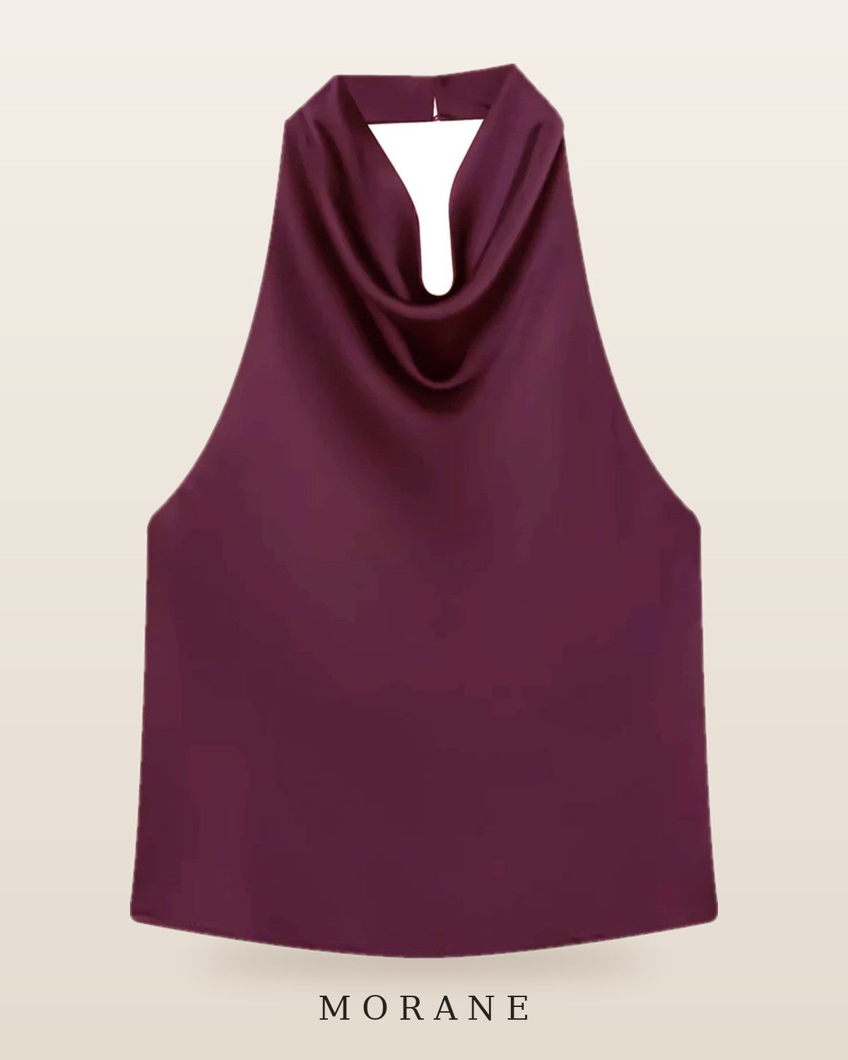 MORANE Satin Cowl Halter Top