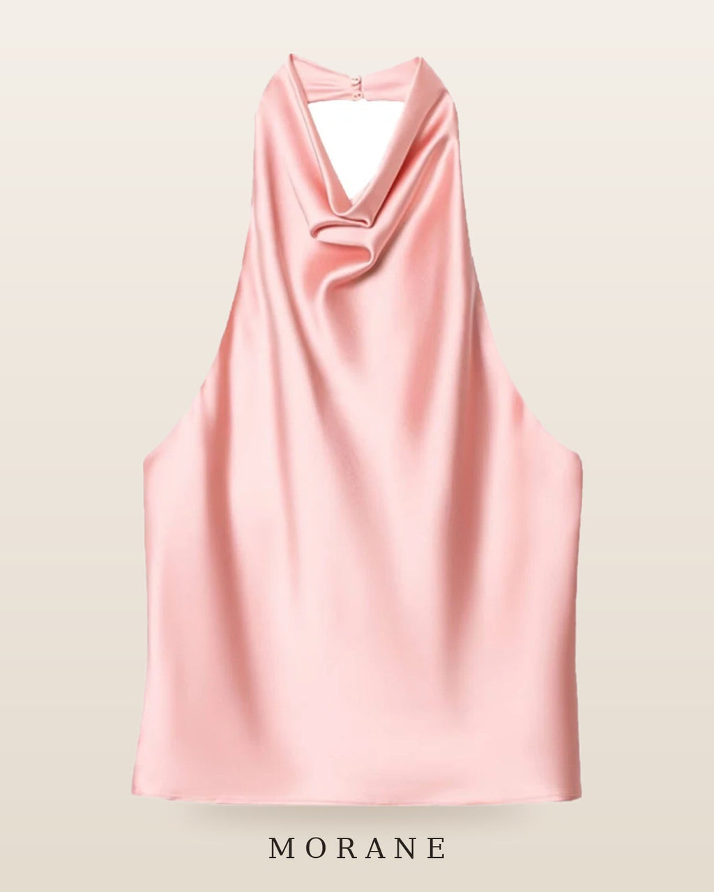 MORANE Satin Cowl Halter Top