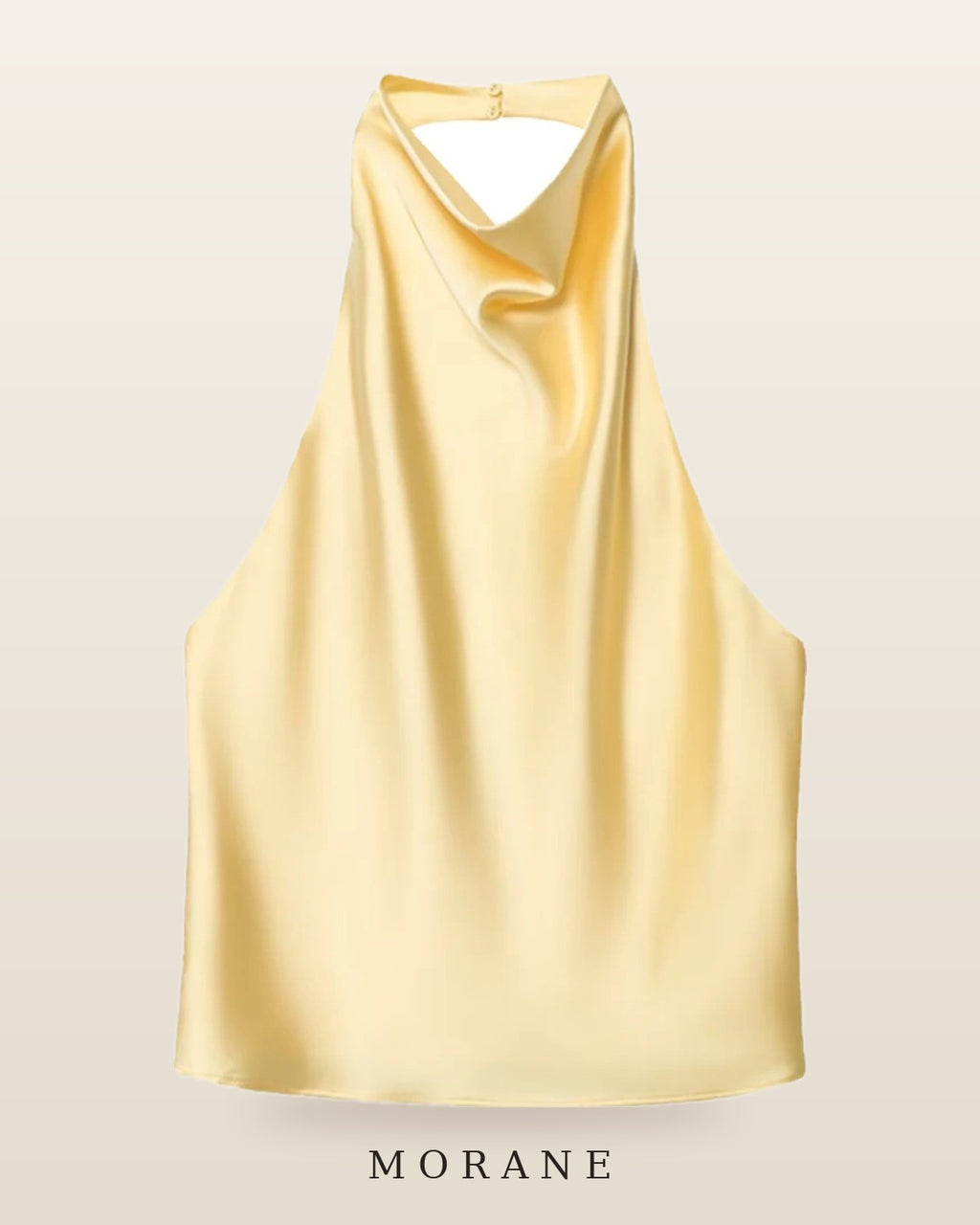 MORANE Satin Cowl Halter Top