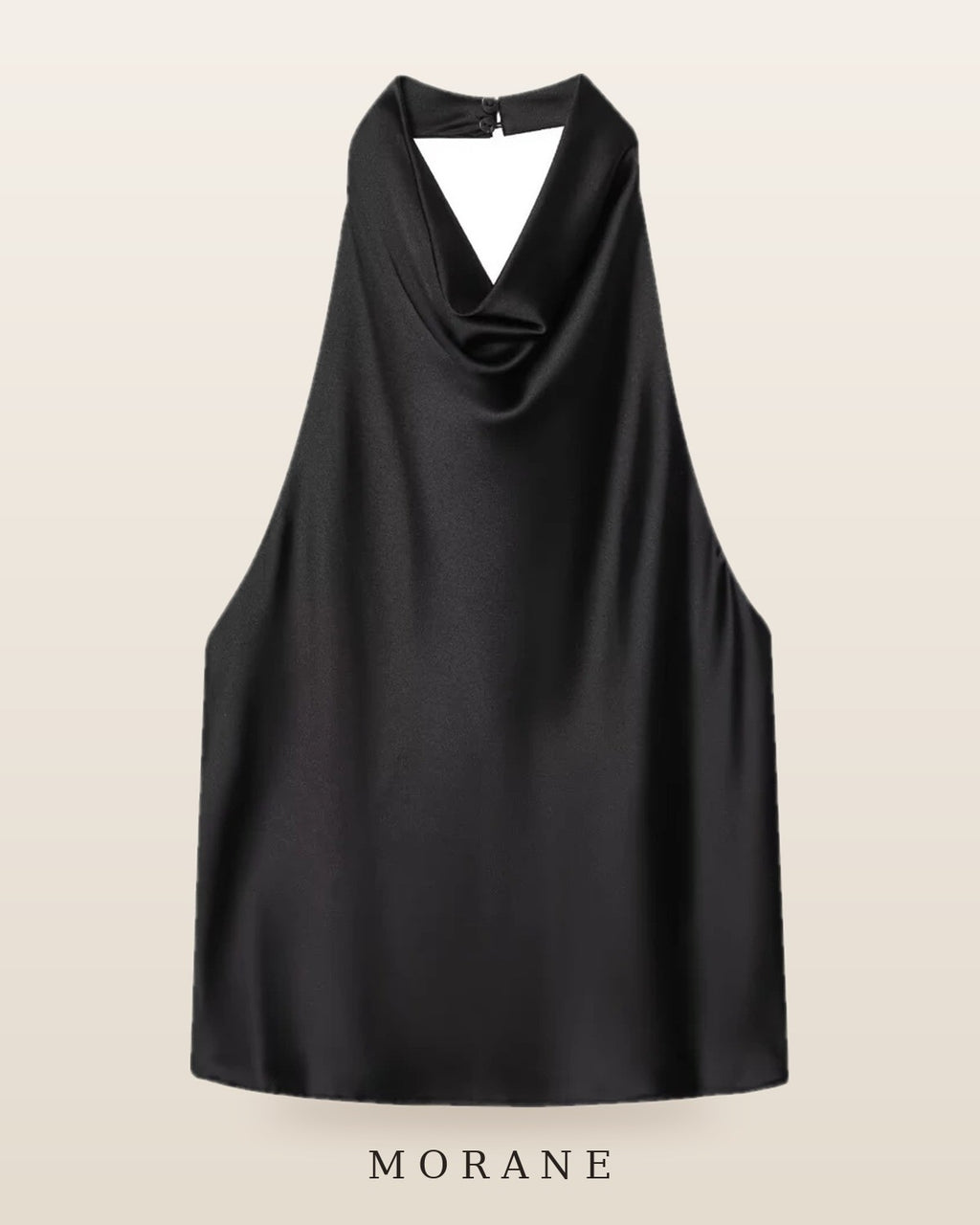 MORANE Satin Cowl Halter Top