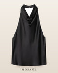 MORANE Satin Cowl Halter Top