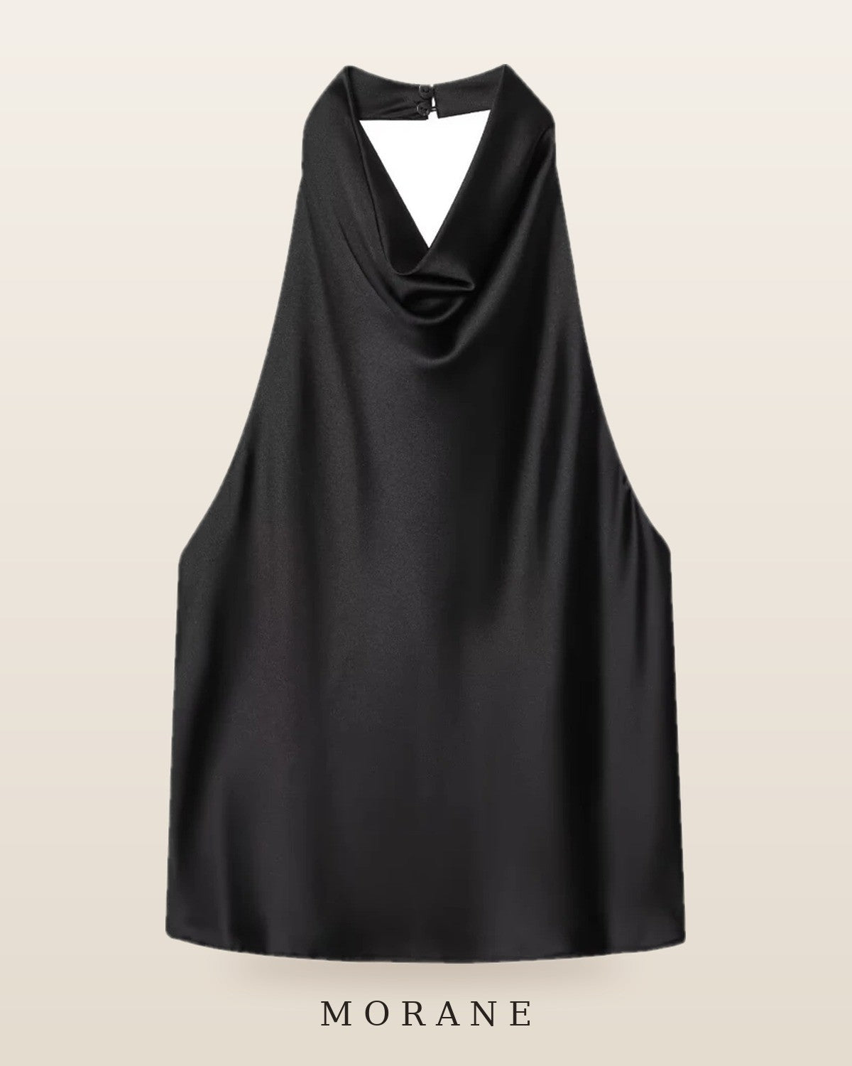 MORANE Satin Cowl Halter Top