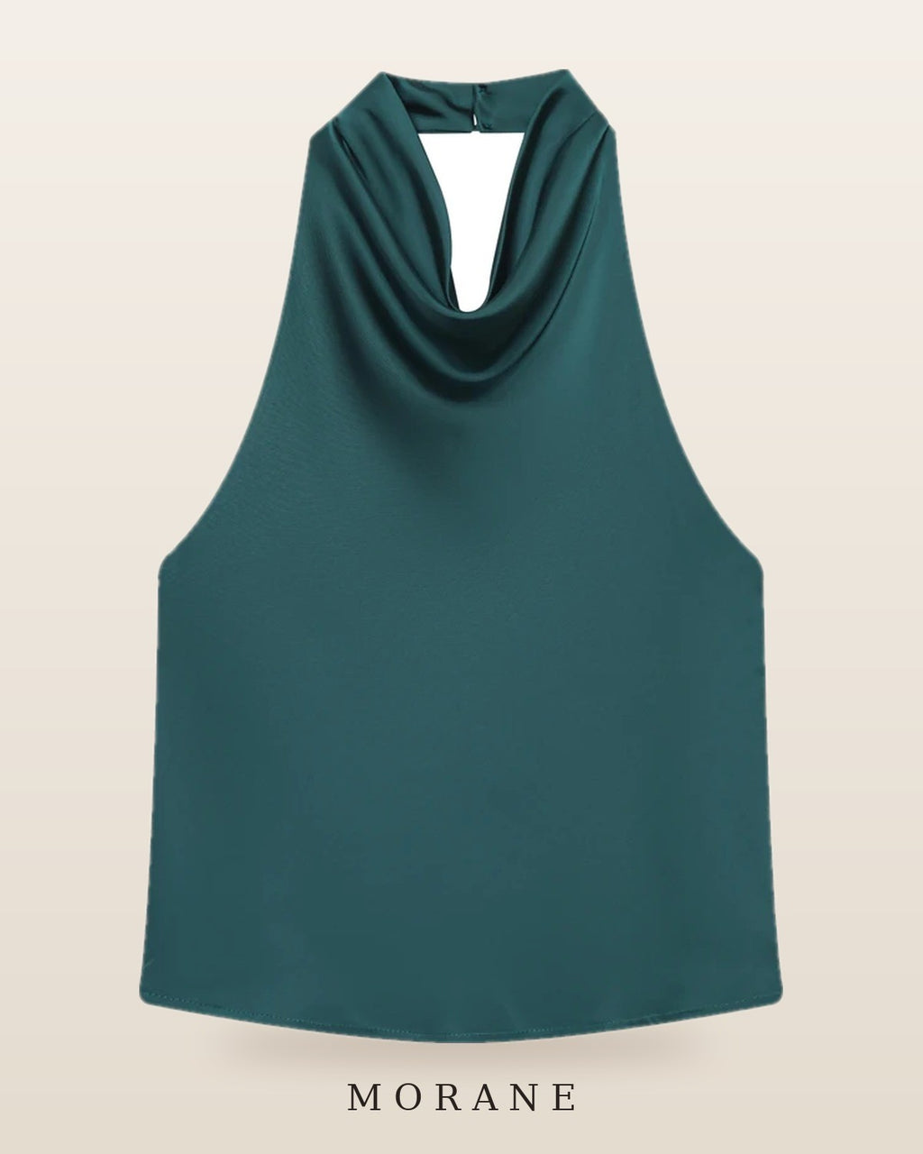 MORANE Satin Cowl Halter Top
