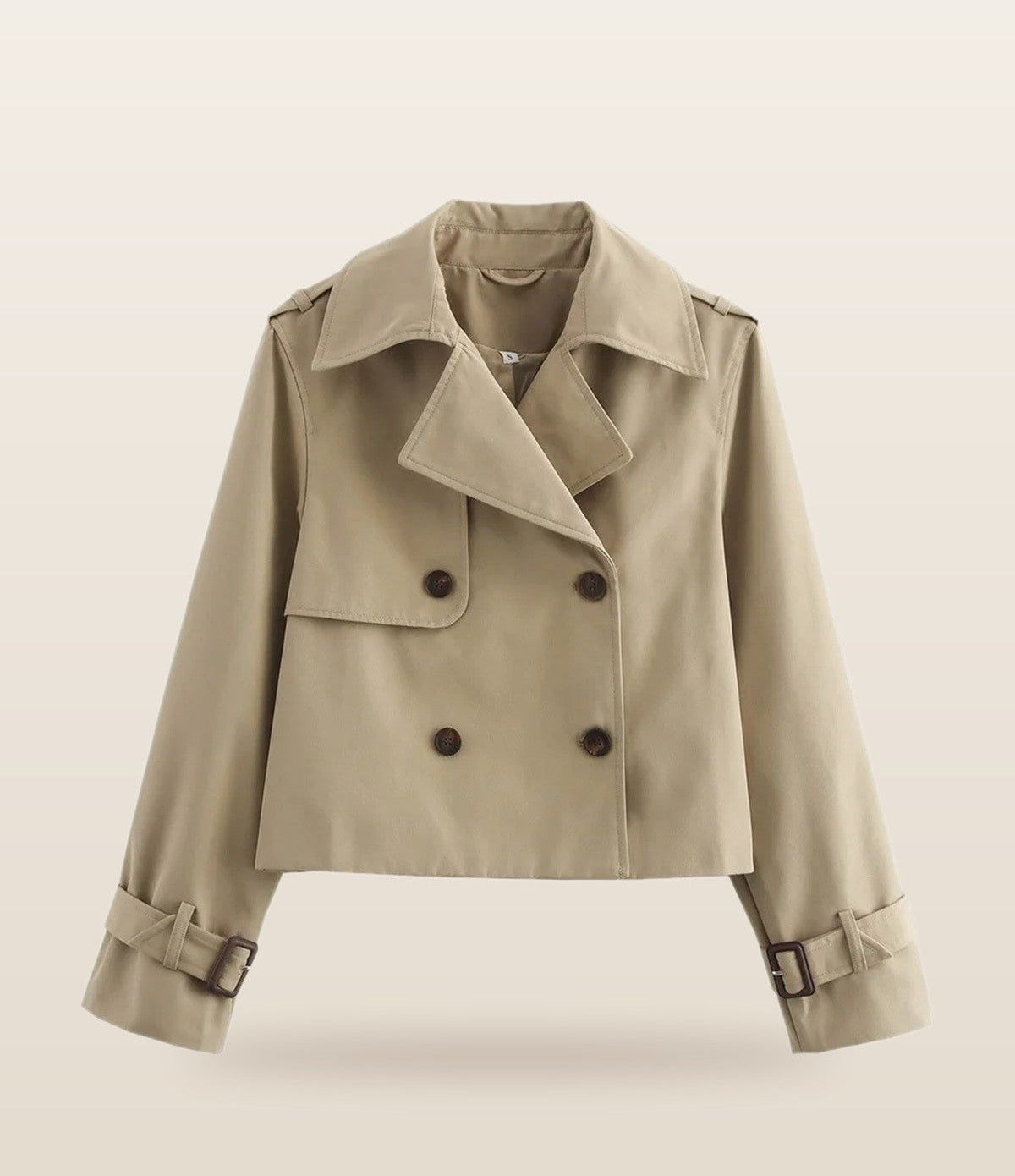 MORANE cropped double-breasted trench jacket in khaki