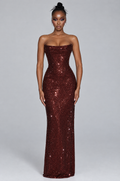 Amara Sequin Strapless Maxi Gown - front