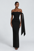Sable Off-Shoulder Sash Column Gown - front