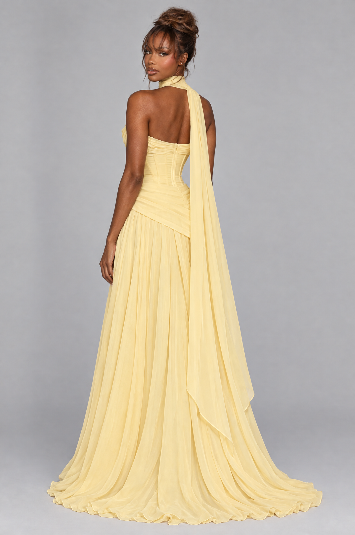 Soleil Chiffon Corset Gown - back