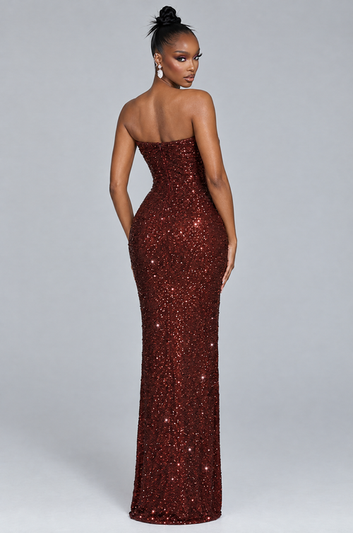 Amara Sequin Strapless Maxi Gown - back