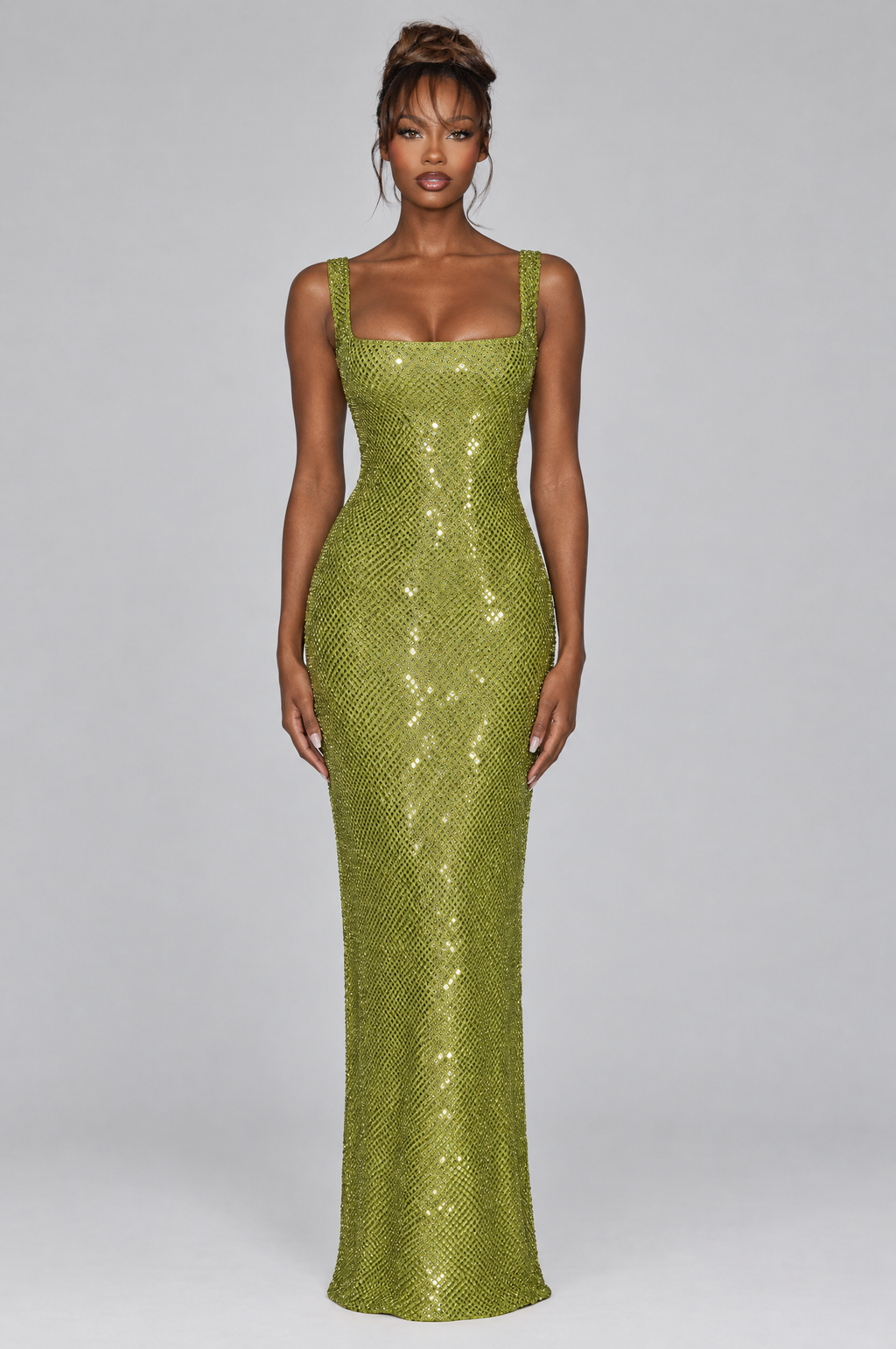 Sage Sparkle Knit Maxi Dress - front
