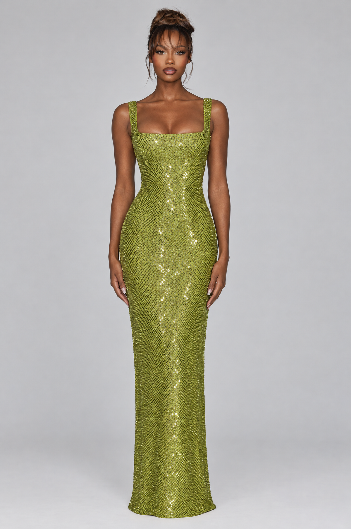 Sage Sparkle Knit Maxi Dress - front