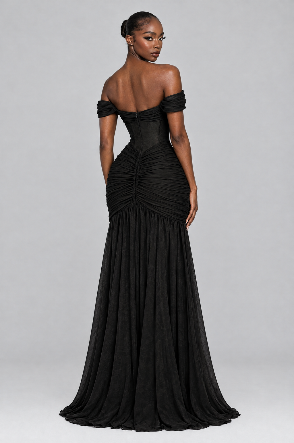 Raven Sweetheart Chiffon Maxi Gown - back