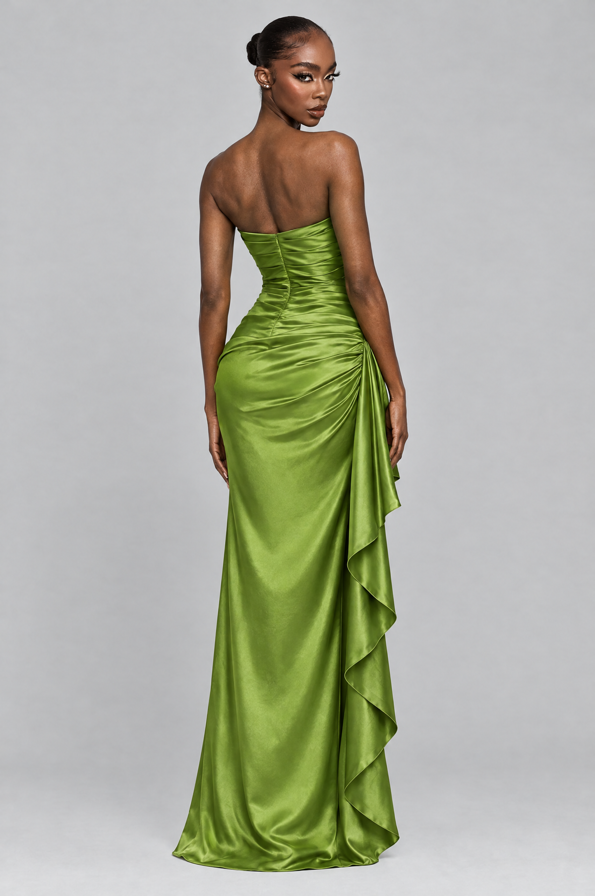 Fern Satin Draped Maxi Gown - back