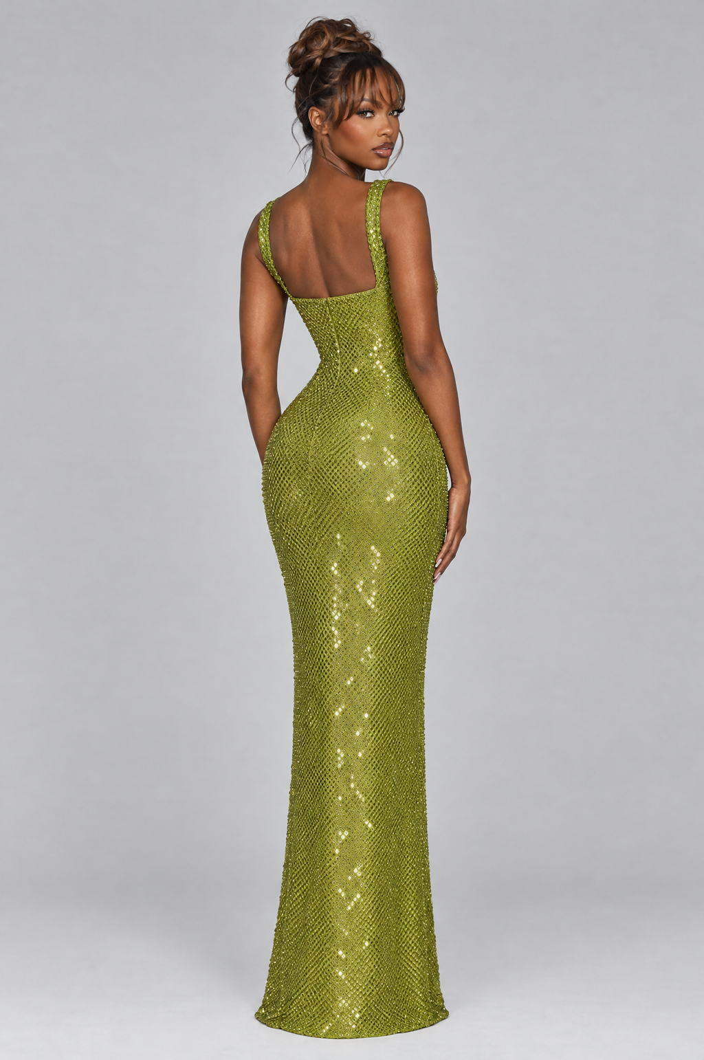 Sage Sparkle Knit Maxi Dress - back