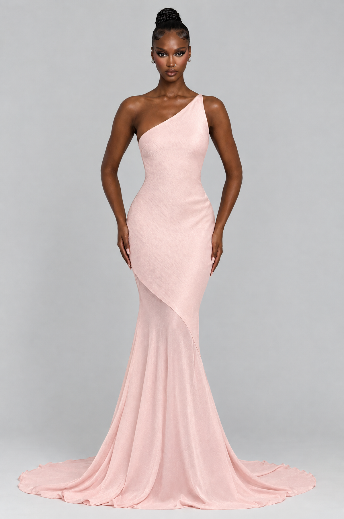 Blossom One-Shoulder Mermaid Gown - front