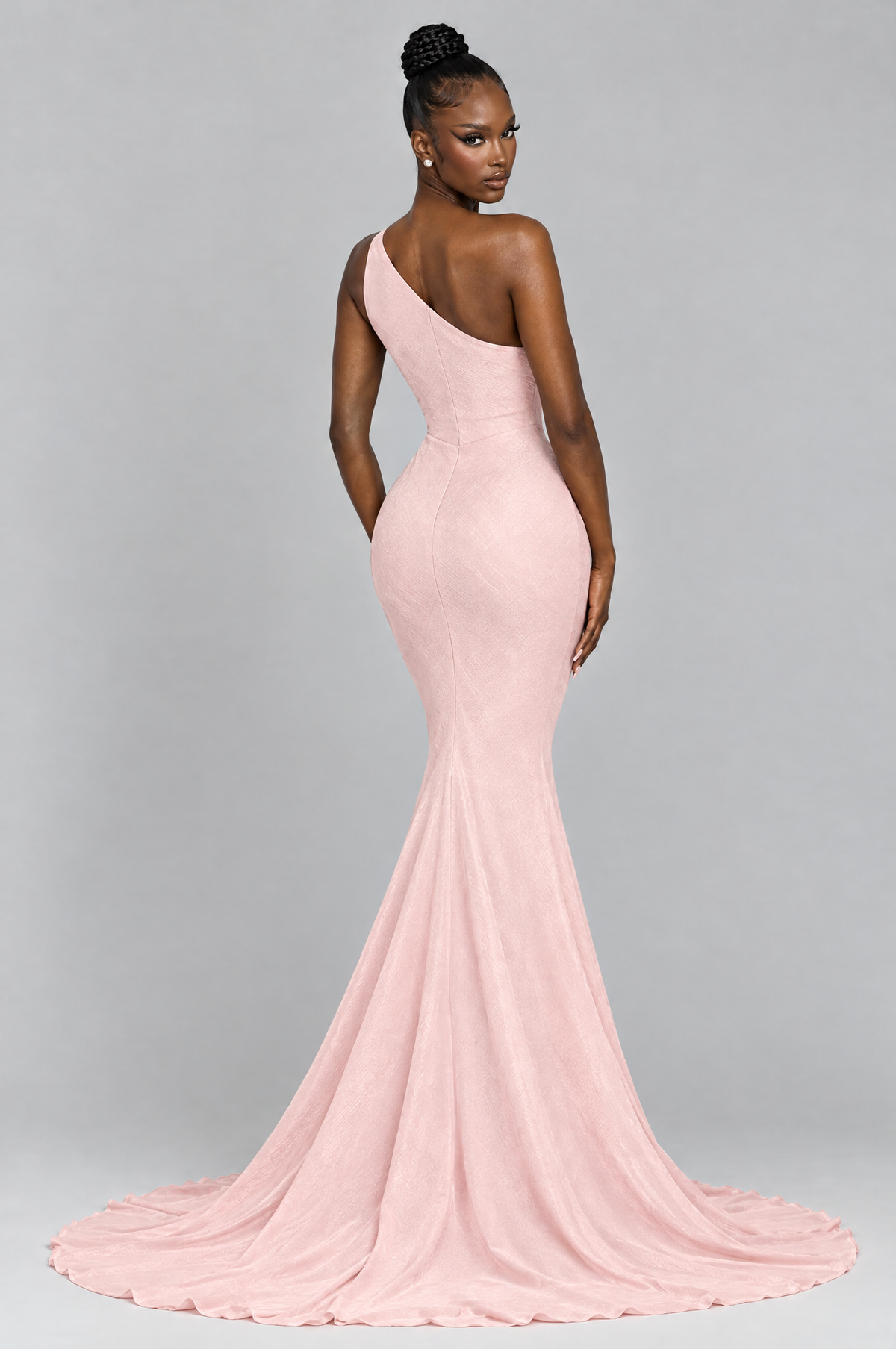 Blossom One-Shoulder Mermaid Gown - back