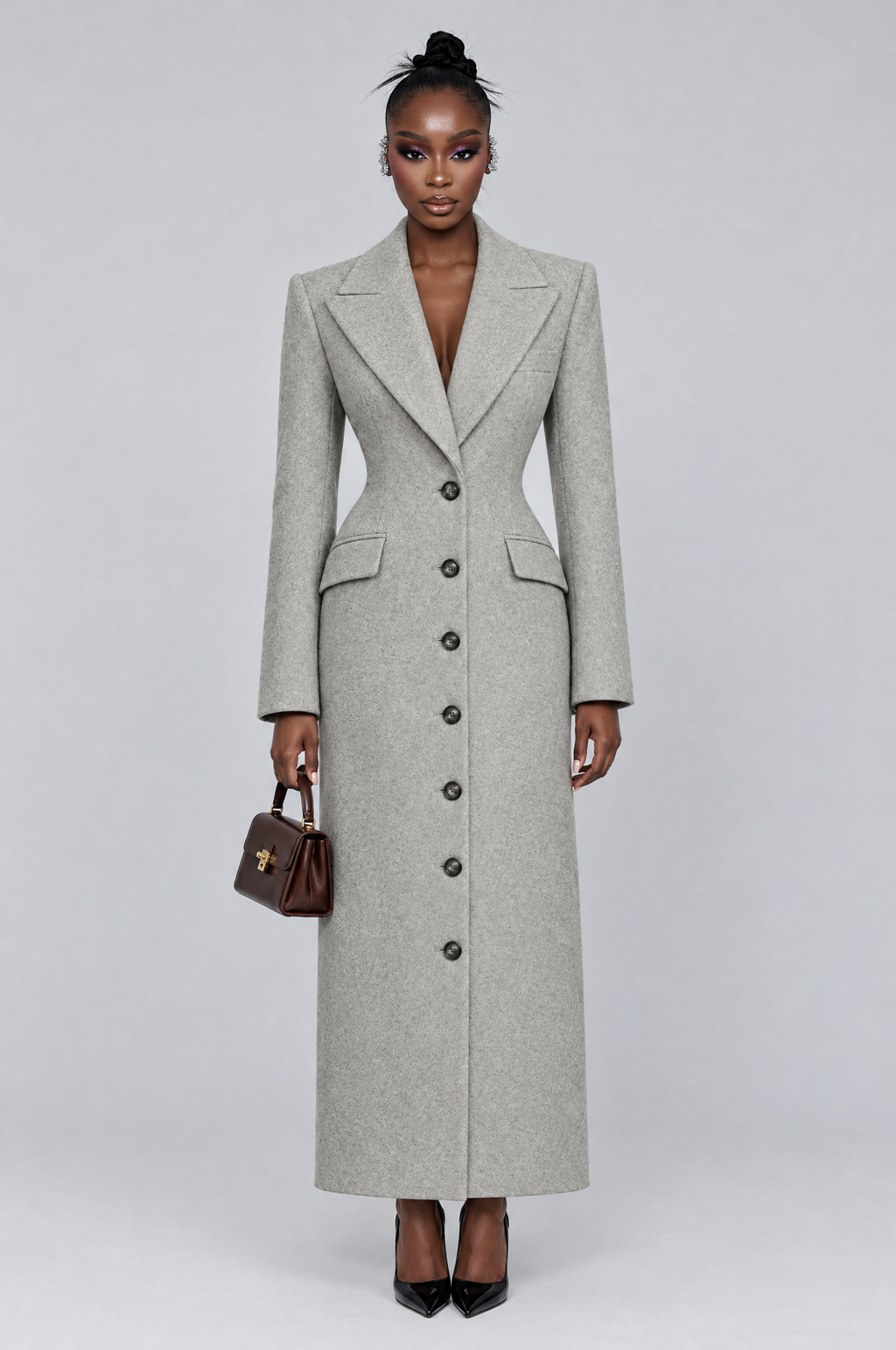 Ash Longline Tailored Maxi Coat - front