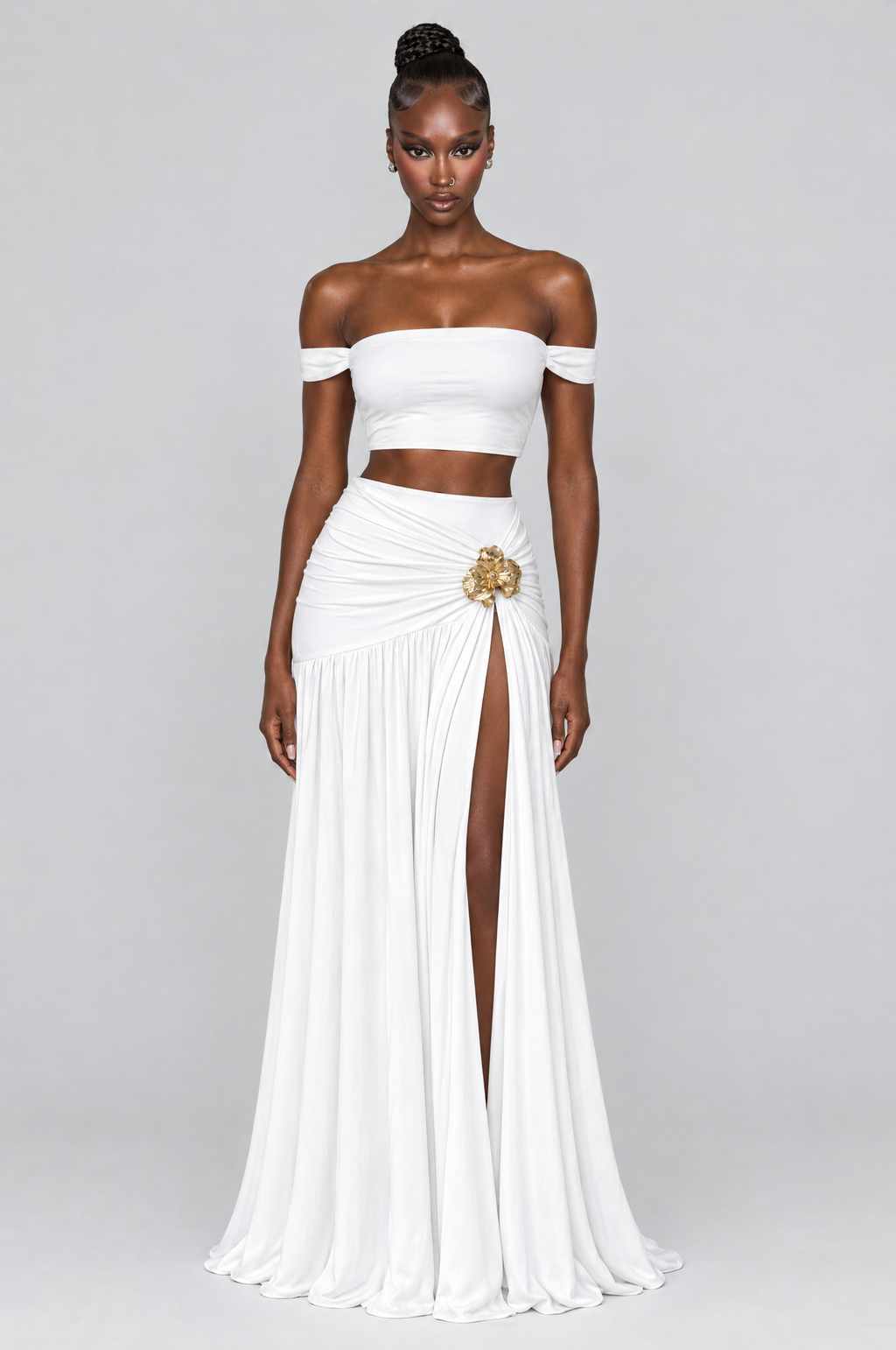 Blanca Brooch Maxi Skirt Set - front