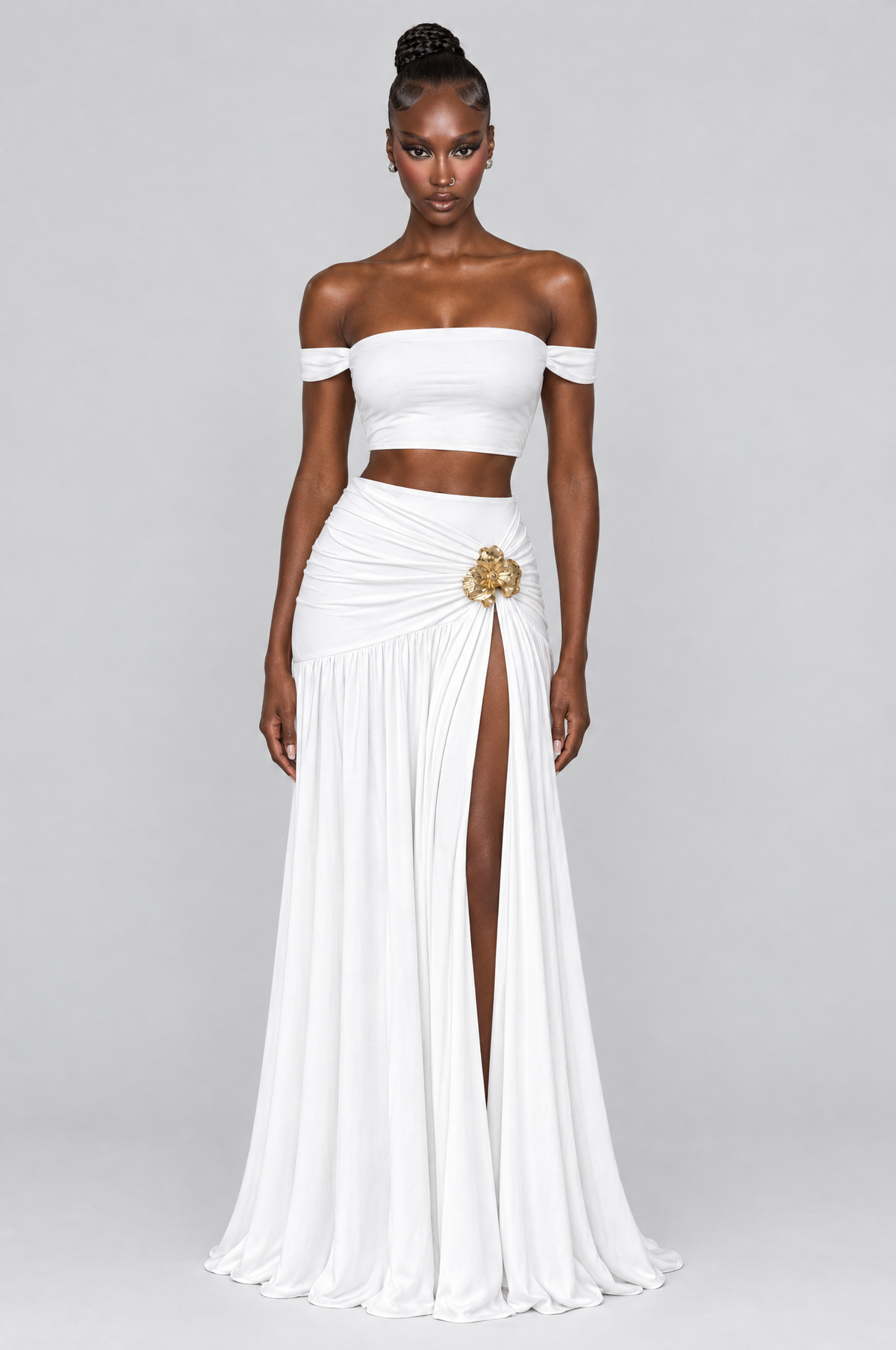 Blanca Brooch Maxi Skirt Set - front