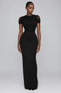 Onyx Ruched Mesh Bodysuit - front