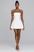 Porcelain Strapless Sculpted Mini Dress - front
