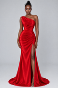 Scarlet One-Shoulder Satin Maxi Dress - front