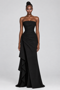 Obsidian Strapless Ruffle Maxi Gown - front
